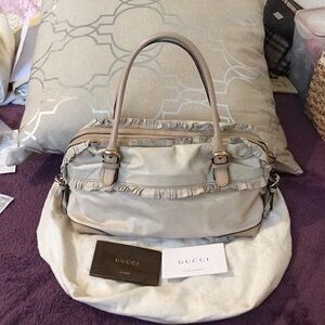 Authentic Gucci Lamb Skin Nude Ruffle Sabrina Satchel - 189848002058